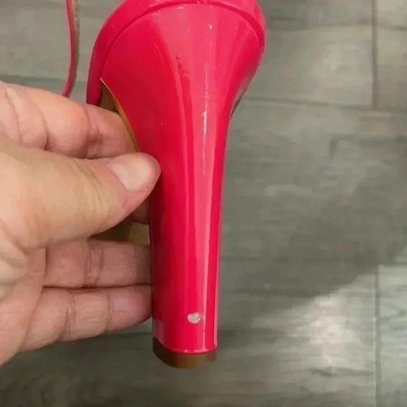 Kate Spade Barbie  Pink Leather Block Heels with Golden Bow- US 8- Italy - Picture 9 of 12